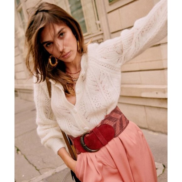 EUC Sézane Alma Wool Mohair Cardigan Ecru XS - Picture 2 of 10